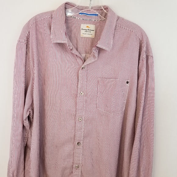 Tommy Bahama Jeans Red Long Sleeve Button Shirt XL - Picture 8 of 16